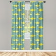 thumbnail image 3 of Ambesonne Shark Curtains, Friendly Yellow Fishes, Pair of 28"x63", Sea Green Yellow, 3 of 5