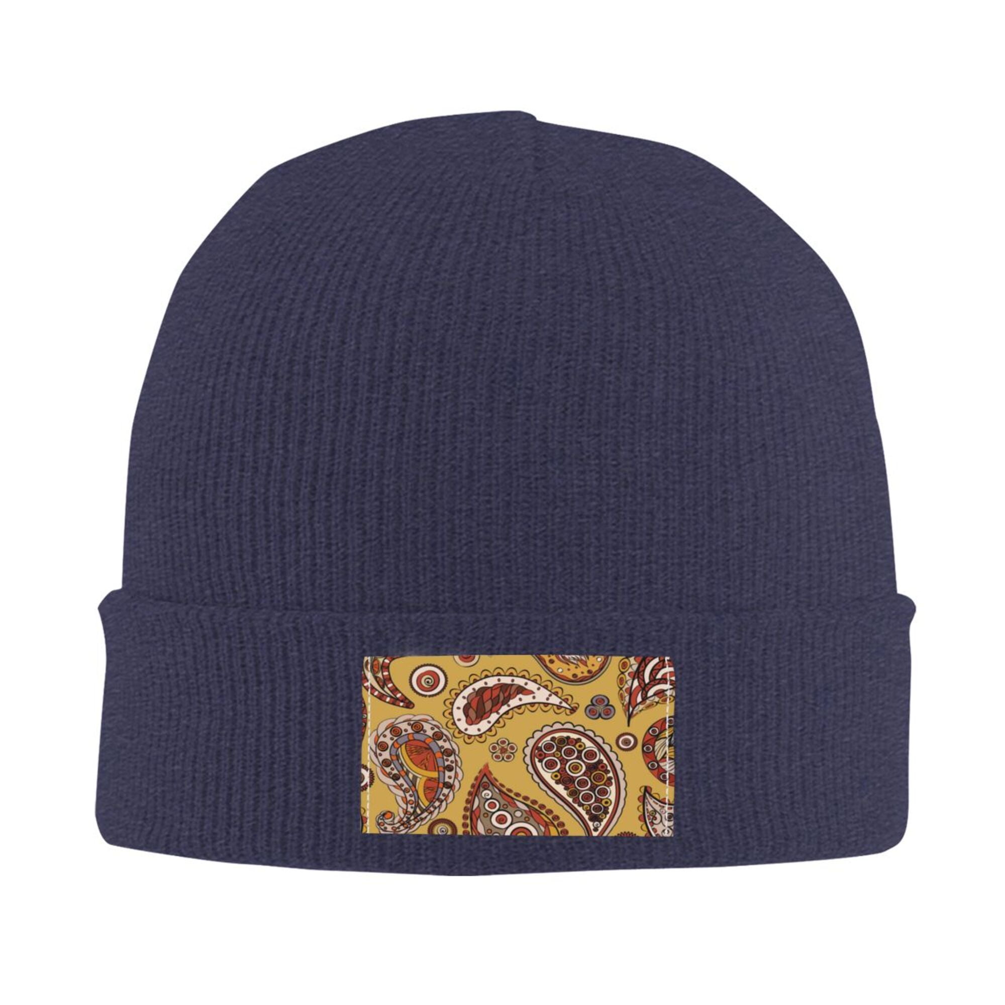 ZICANCN Ethnic Paisley Orange Swirl Knit Beanie Hat, Winter Cap