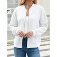 thumbnail image 6 of Women'S Zip Up Cardigan Sweater Hoodies Long Sleeve Jacket Outfits Crewneck Casual Coat White S, 6 of 9