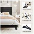 thumbnail image 6 of Amolife King Bed Frame, Platform Bed Frame with Velvet Upholstered Headboard, Black, 6 of 9