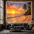 thumbnail image 6 of Tropical Beach Sunset with Palm Trees Serene Coastal for Beach Lovers Coastal Wall Art Housewarming Gift Tapestry Wall Hanging for Bedroom and Living Room, 6 of 7