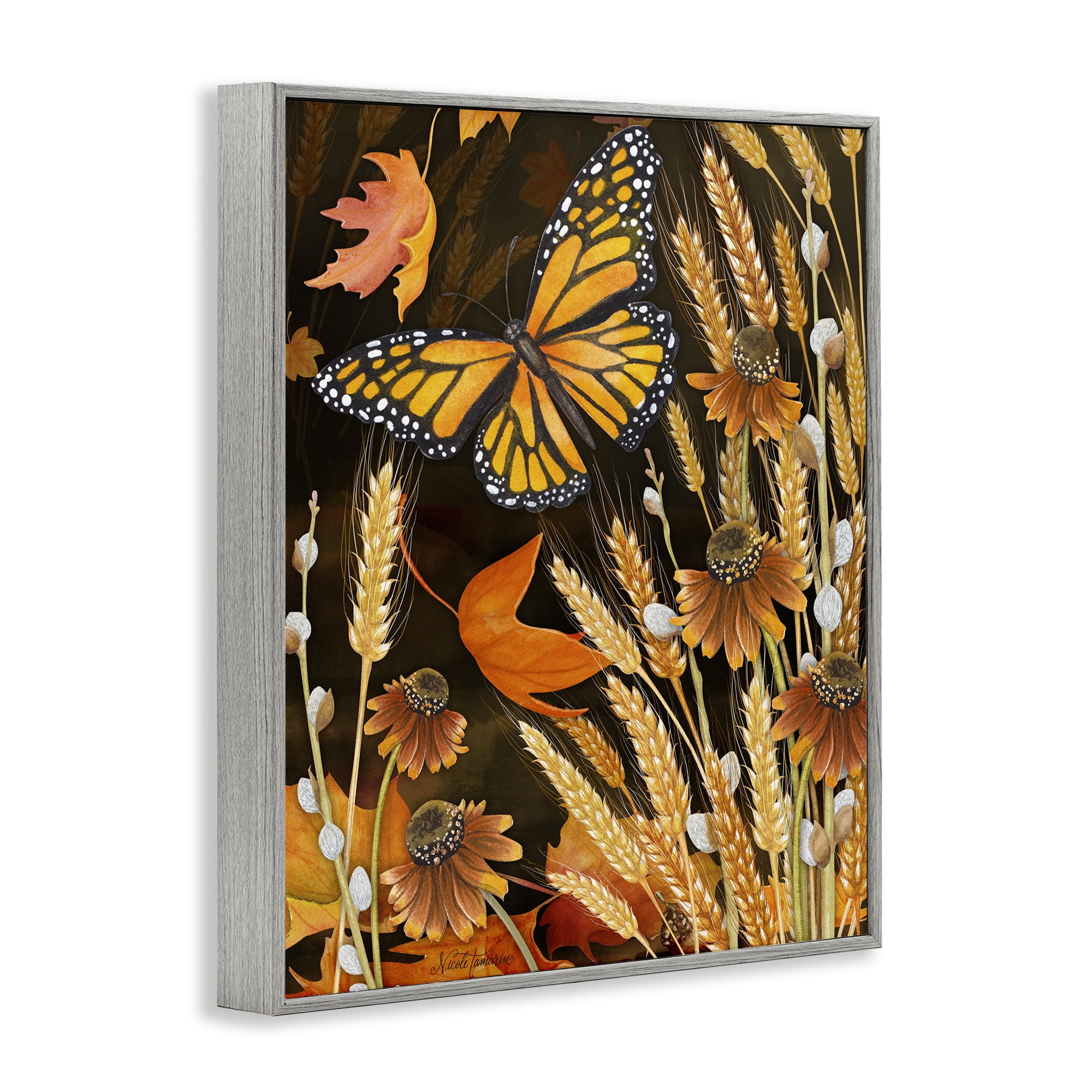 Stupell Industries Fall Motif Midnight Garden Gray Framed Giclee Art, design by Nicole Tamarin