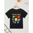 thumbnail image 2 of Cotton Short Sleeved Boys' T-shirt. Solar System Letter Print And Planet Pattern Print. Casual Versatile Round Neck Short Sleeved Top, 2 of 8