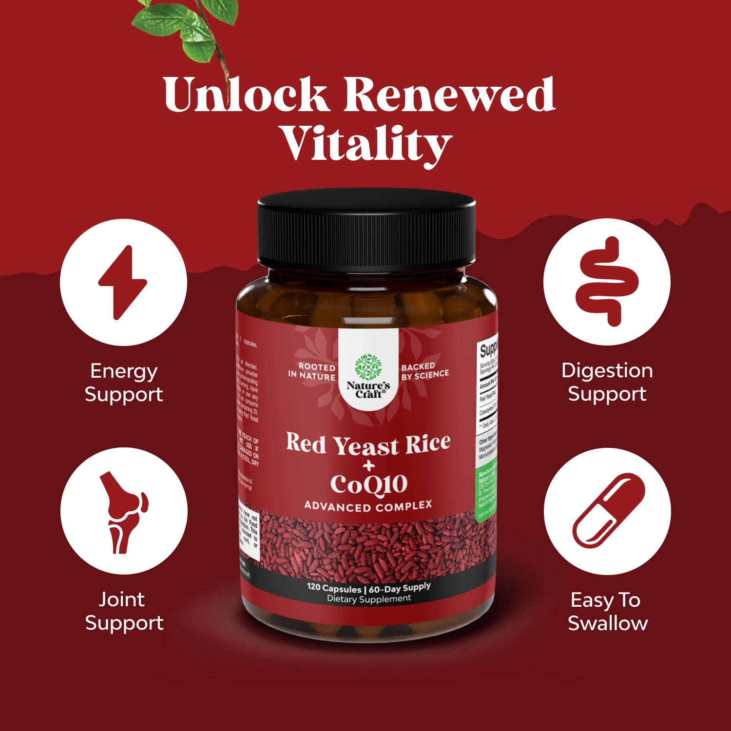 Levure De Riz Rouge + CoQ10 - Complément Cardiaque - 30/60/120 Gélules - Didacat