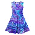 thumbnail image 4 of LOVZFMLL Robe Mode Imprimée en Maille Manches Volantes Manches Courtes Col Rond pour Filles 3-8 Ans, 4 of 7