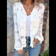 thumbnail image 5 of Blusa de Larga con Botones, Escote en V y Bordado con Recortes, Cárdigan de Media Calada S, 5 of 7