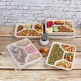 thumbnail image 6 of Sugarcane Fiber 24 Oz 4 Compartments Disposable Plates With Lids Bagasse Plant Fibers Freezer Safe 50 Pack, 6 of 7