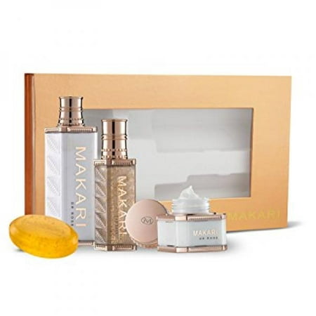 makari 24k gold lightening gift set - with omega 3 & probiotics - great for anti aging, lightening, stretch marks, and removes (Best Way To Remove Scars On Face)
