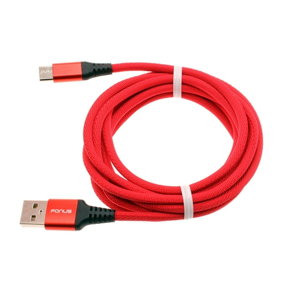 Red 6ft USB-C Cable for Samsung Galaxy Z Fold 2 - Type-C Charger Cord Power Wire Long Braided for Galaxy Z Fold 2