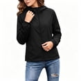 thumbnail image 6 of XUNKUSGA Womens Rain Jacket with Hood Classic Solid Color Sun Protection Full-Zip Hiking Jackets Lightweight Windbreaker Jacket Women with Elastic Cuffs,Black,S, 6 of 8