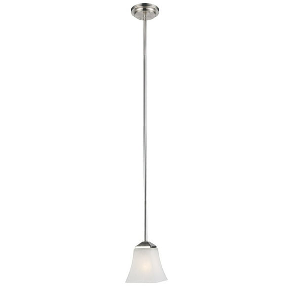 Design House 587709 Torino Traditional 1-Light Indoor Dimmable Downward Facing Mini Pendant Light with Frosted Glass for Kitchen Dining Bar Area, Satin Nickel