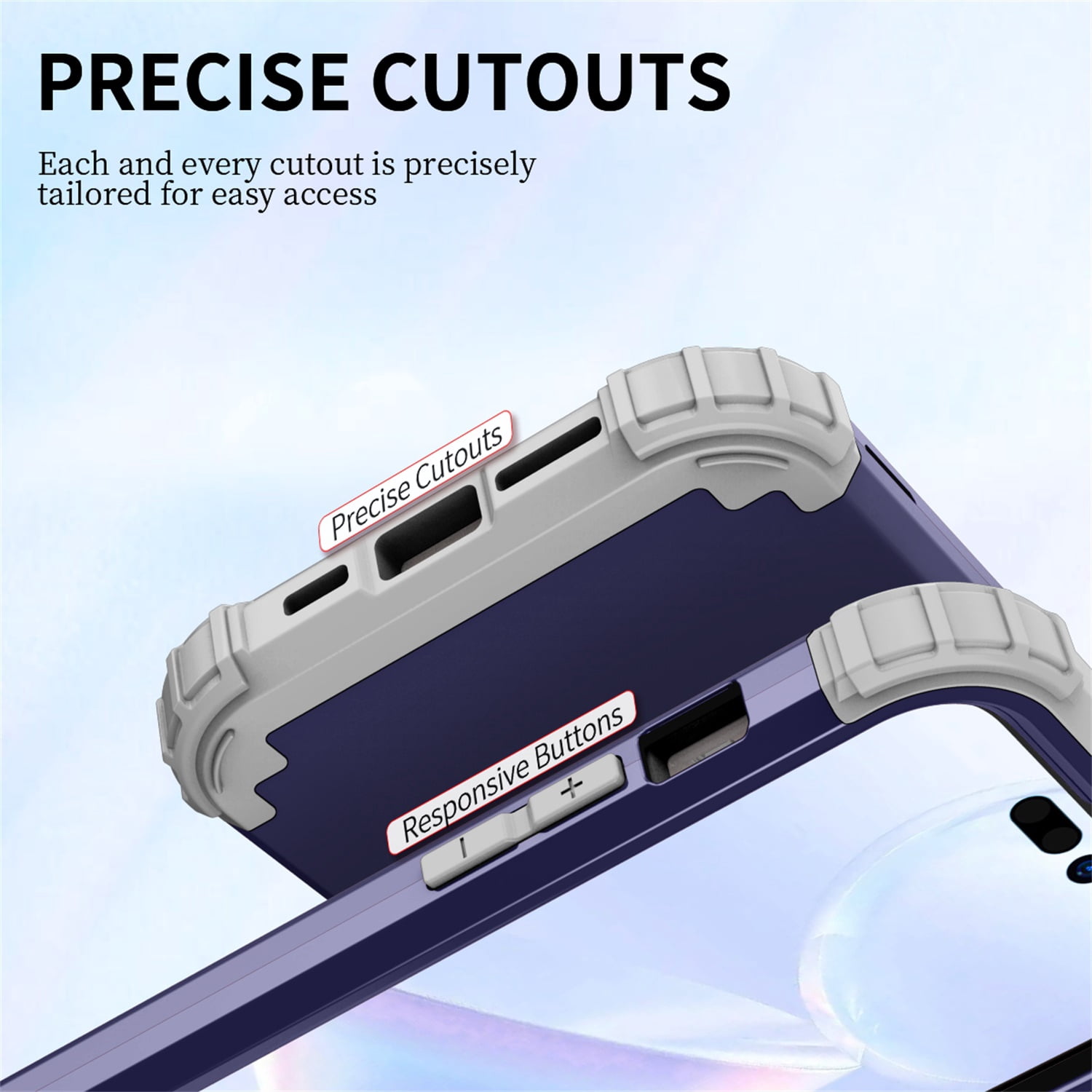 Allytech Phone Case for iPhone 14 Pro 6.1" 2022, Soft TPU Bumper + PC Hard Back [4 Corners] Shockproof Protection Heavy Duty Cover for iPhone 14 Pro 5G, Darkblue
