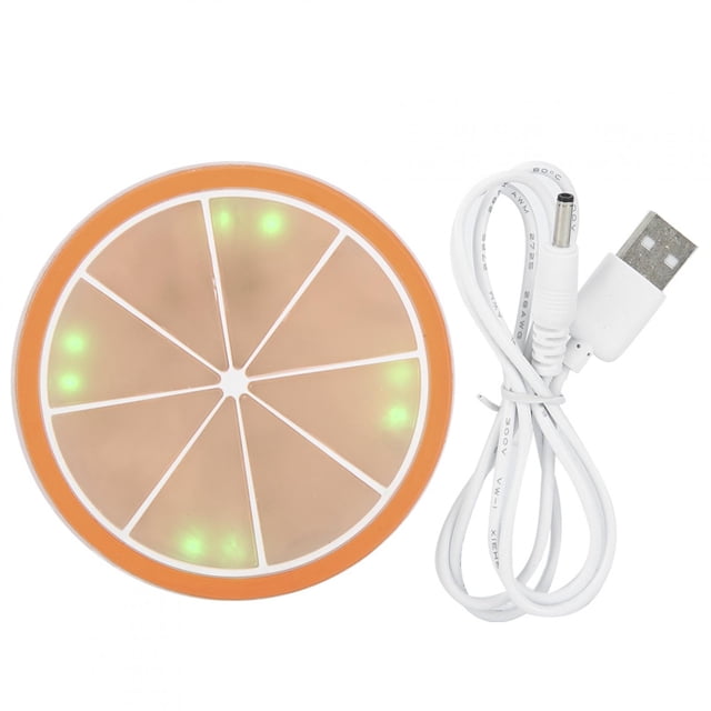 Barra de luz redonda ultrafina para karaoke, cócteles y cervezas: alfombrilla antideslizante para bebidas con LED y carga por USB en color naranja