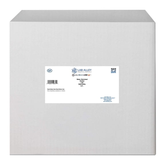 Lab Alley Deionized Water Laboratory Chemical, Lab Grade, Kosher, 5 Gallons