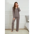 thumbnail image 3 of U2SKIIN Womens Pajama Sets, Ultra Soft Button Down Loungewear Long Sleeve Pjs Sets,(Light Brown Mel.L), 3 of 4