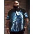 thumbnail image 5 of Men's Plus Size Wolf Guard Full Body Print T-Shirt - 100% Knitted Fabric Short Sleeve Crew Neck Top, Micro-Elastic Casual Summer Outdoor Wear Daily Regular - Wolf Guard Collection, Plus Size, 5 of 6