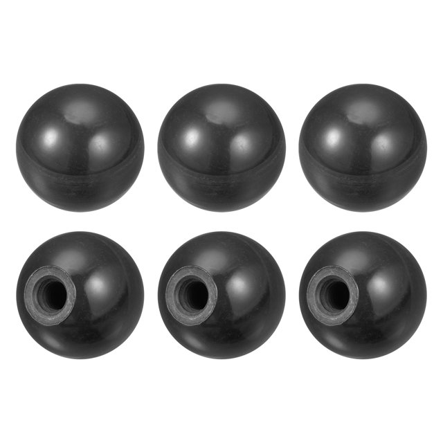 Unique Bargains Boutons de Boule Filetés 1.18Inch Dia M8 Thread Femelle Thermodurcissable Poignées Rondes, Noir 6 Pack