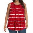 thumbnail image 2 of Womens Tank Toos Women Casual And Linen Round-Neck Printed Short Sleeve Button T-shirt Blouse Red XL, 2 of 6