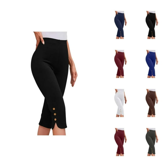 Capri Pants for Women 2025 Summer Solid Color High Waisted Lightweight Capris Leggings Womens Cropped Pants