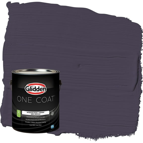 Glidden One Coat Blackberry / Purple Semi-Gloss Interior Paint with Primer, 1 Gallon
