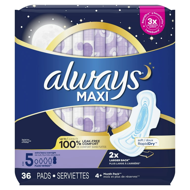 Always Maxi Size 5 Extra Heavy Overnight Pads with Wings