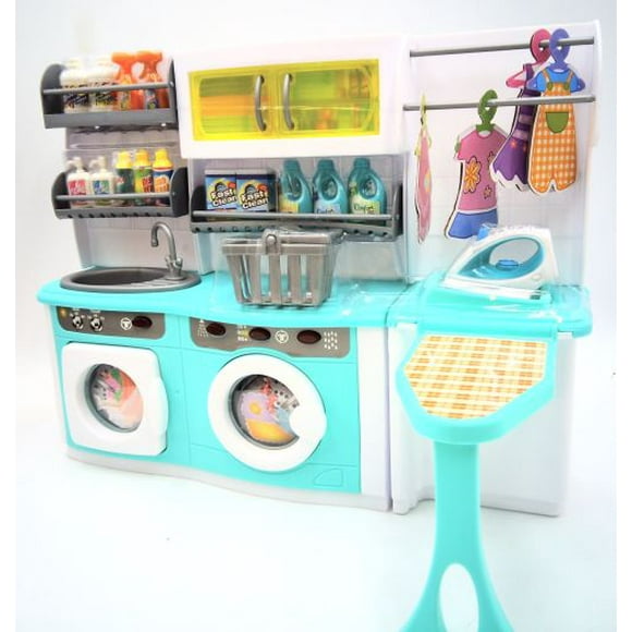 GIRL FUN TOYS Turquoise Laundry Room Barbie Compatible Furniture Set