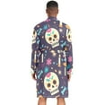 thumbnail image 3 of Dailycode Men Robe Lightweight Soft Bathrobes Kimono Nightgown Cute Skull Candles Bone, 3 of 6