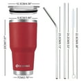 thumbnail image 2 of AQUAPHILE 30 oz Tumbler with Lid and Straw, Stainless Steel Vacuum Insulated Water Coffee Tumbler Cup, Double Wall Powder Coated Spill-Proof Travel Mug Thermal Cup,Red, 2 of 5