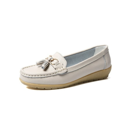 

Zodanni Women Comfortable Moccasin Shoes Round Toe Soft Loafers Walking Casual Flats Beige 10