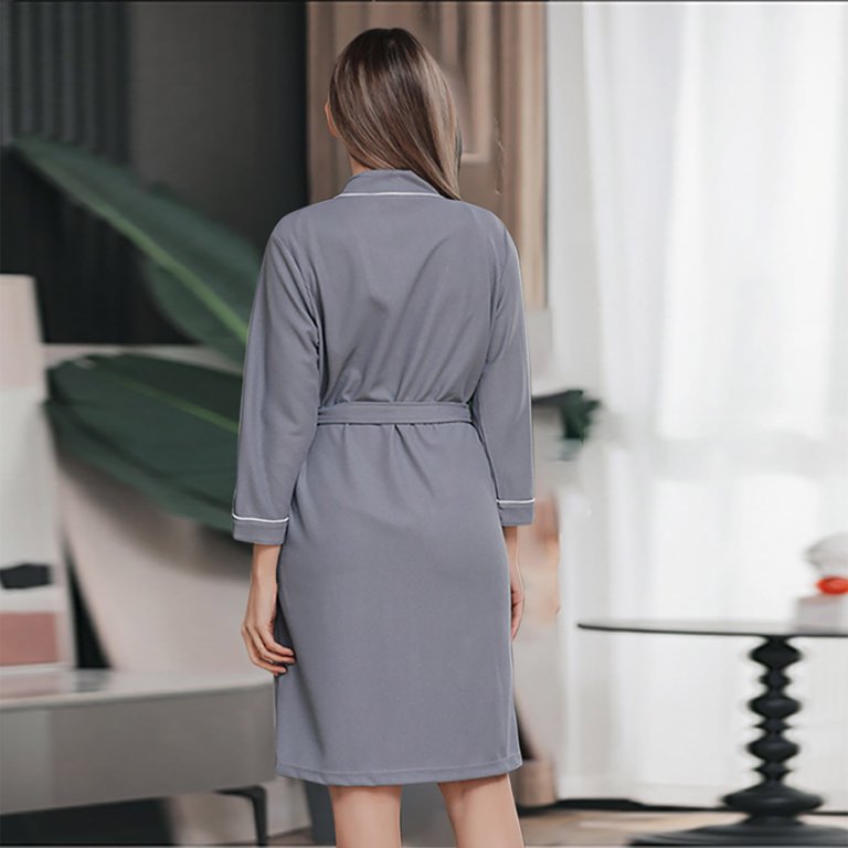 grey waffle dressing gown Men's Charcoal Cotton Waffle Dressing Gown