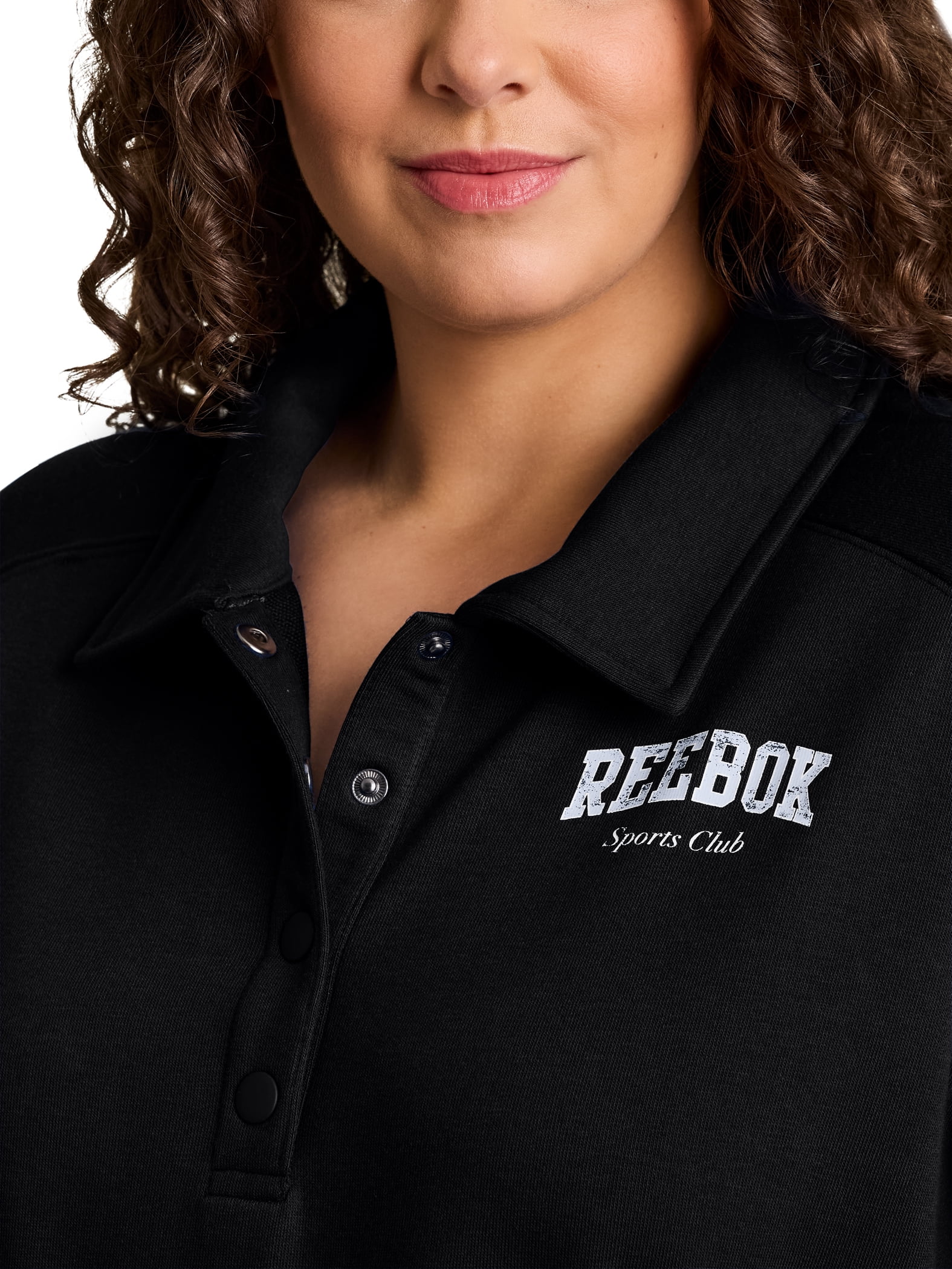 Reebok Women's and Women's Plus All Seasons Oversize Polo Sweatshirt, Sizes XS-4X