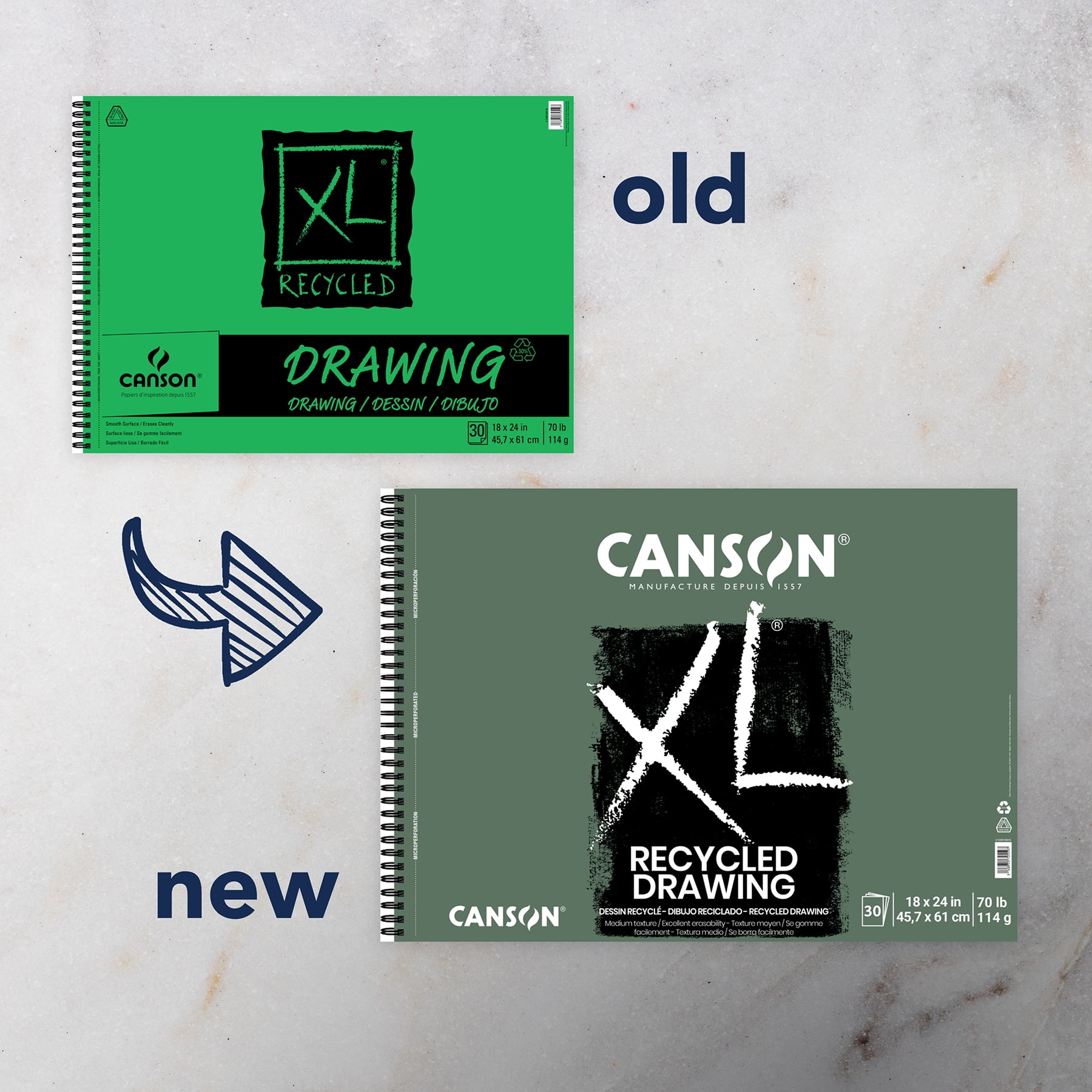 Canson XL Recycled Drawing Pad, 18 in x 24 in, 30 Sheets/Pad