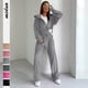 thumbnail image 5 of Conjunto de chándal de terciopelo para mujer, sudadera de 2 piezas, pantalones de chándal, sudadera con capucha y cremallera completa, sudadera con bolsillo, ropa deportiva informal de otoño, 5 of 5