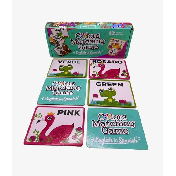 Bilingual Colors Matching Memory Game - Learn Spanish and English Colors. ESL and Language Immersion for Early Children's Bilingual Reading. Spanish Flash Cards