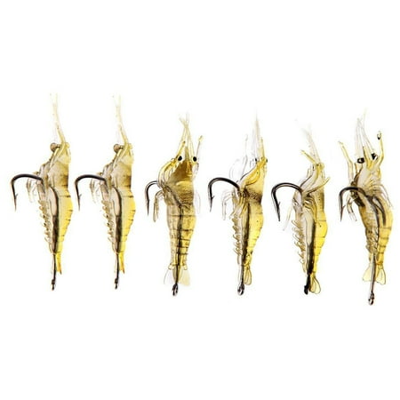 CHAXIN 6pcs Shrimp Fishing Simulation Soft Prawn Lure Hook Tackle Bait Lures