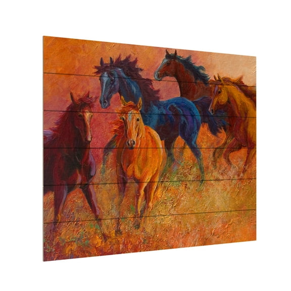 Marion Rose 'Free Range Horses' Wood Slat Art