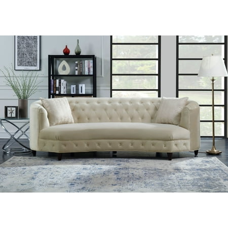 Chic Home Tamika Kidney Shaped Club Sofa Tufted Velvet Down Mix