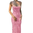 thumbnail image 3 of Kmbangi Robe Femme, Bretelles Spaghetti Sans Manches Dos Nu Ajustée Imprimé Floral Longues Robes, 3 of 8