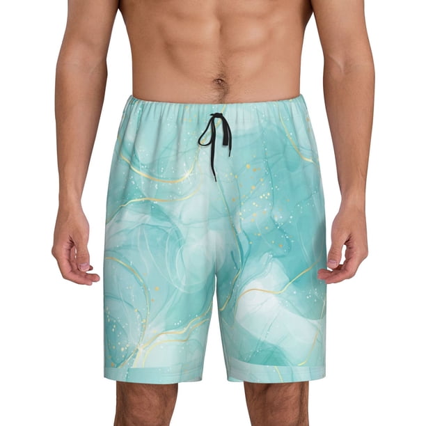 Fotbe Blue Marble Pantalones Cortos de Pijama para Hombre, Ropa de Dormir, Pantalones de Pijama Cortos para Hombre-Medium