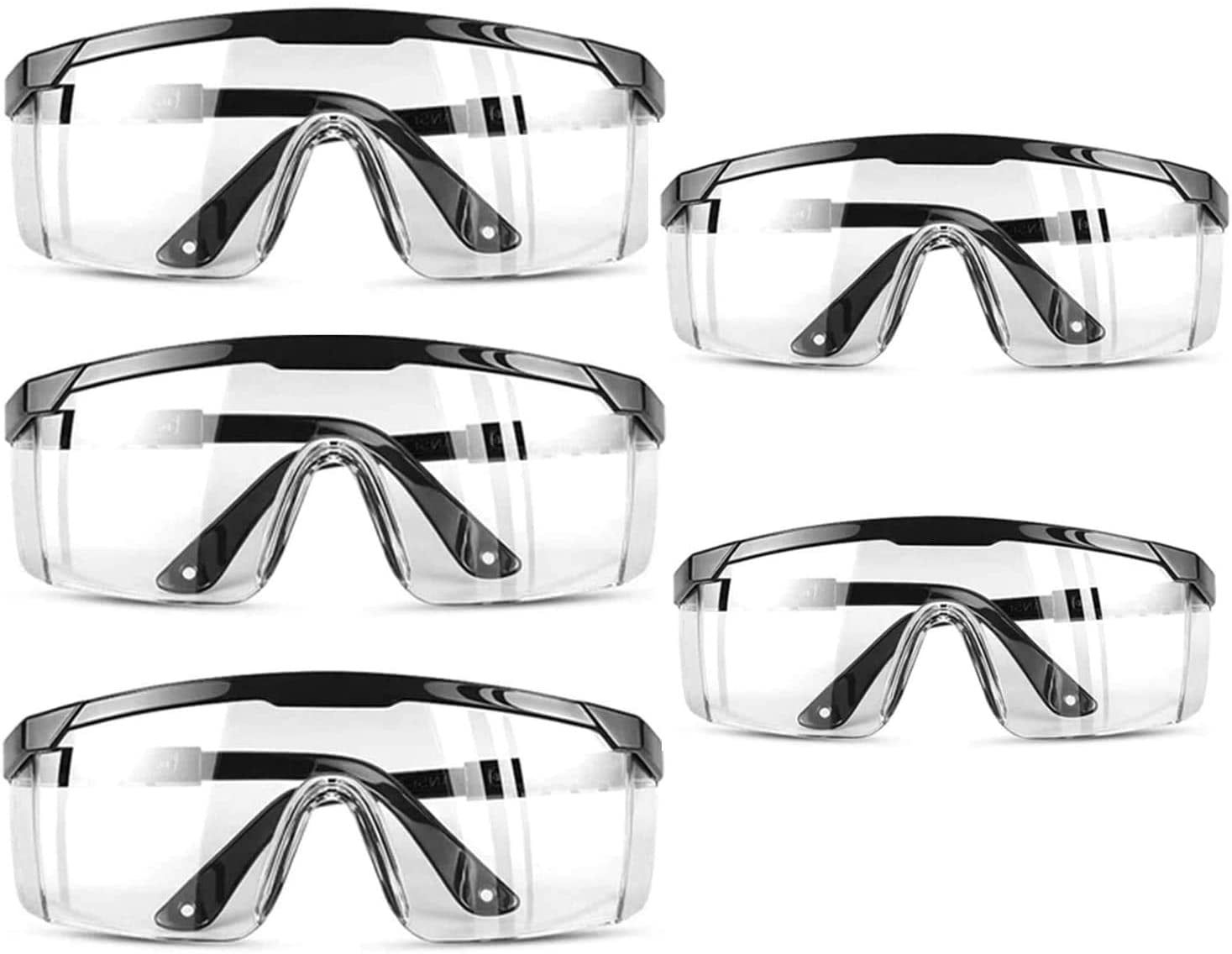 5 PACK Clear Safety Glasses Personal Protective Equipment Standard