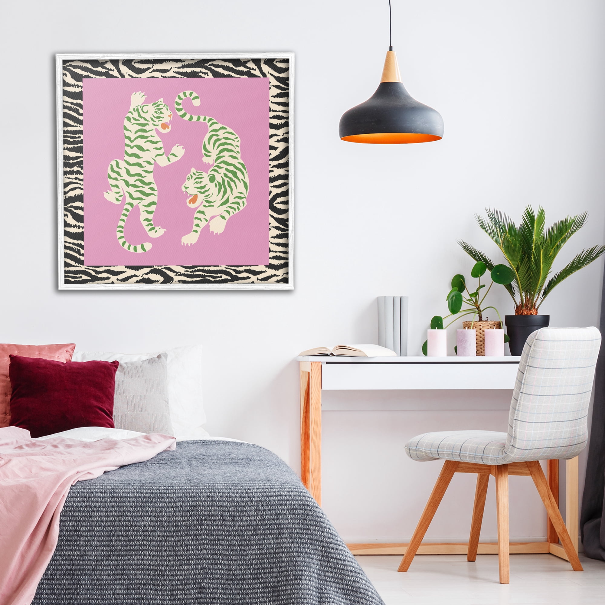 Stupell Industries Purple & Green Twin Tigers White Framed Giclee Art, design by Karolina Sato