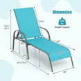 thumbnail image 3 of Gymax Chaise Longue d'Extérieur avec Accoudoirs Inclinables Réglables pour Patio Turquoise, 3 of 7