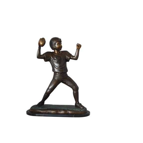 Young Quarterback bronze statue - Size: 14"L x 6"W x 20"H.