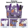 thumbnail image 2 of Tote Bag for Women - Purple Halloween Ghosts Skulls and Bats Shoulder Bag - Large Utility Work Duffle Bag with Zipper Handbag for Travel, Work, Sprots, 2 of 5