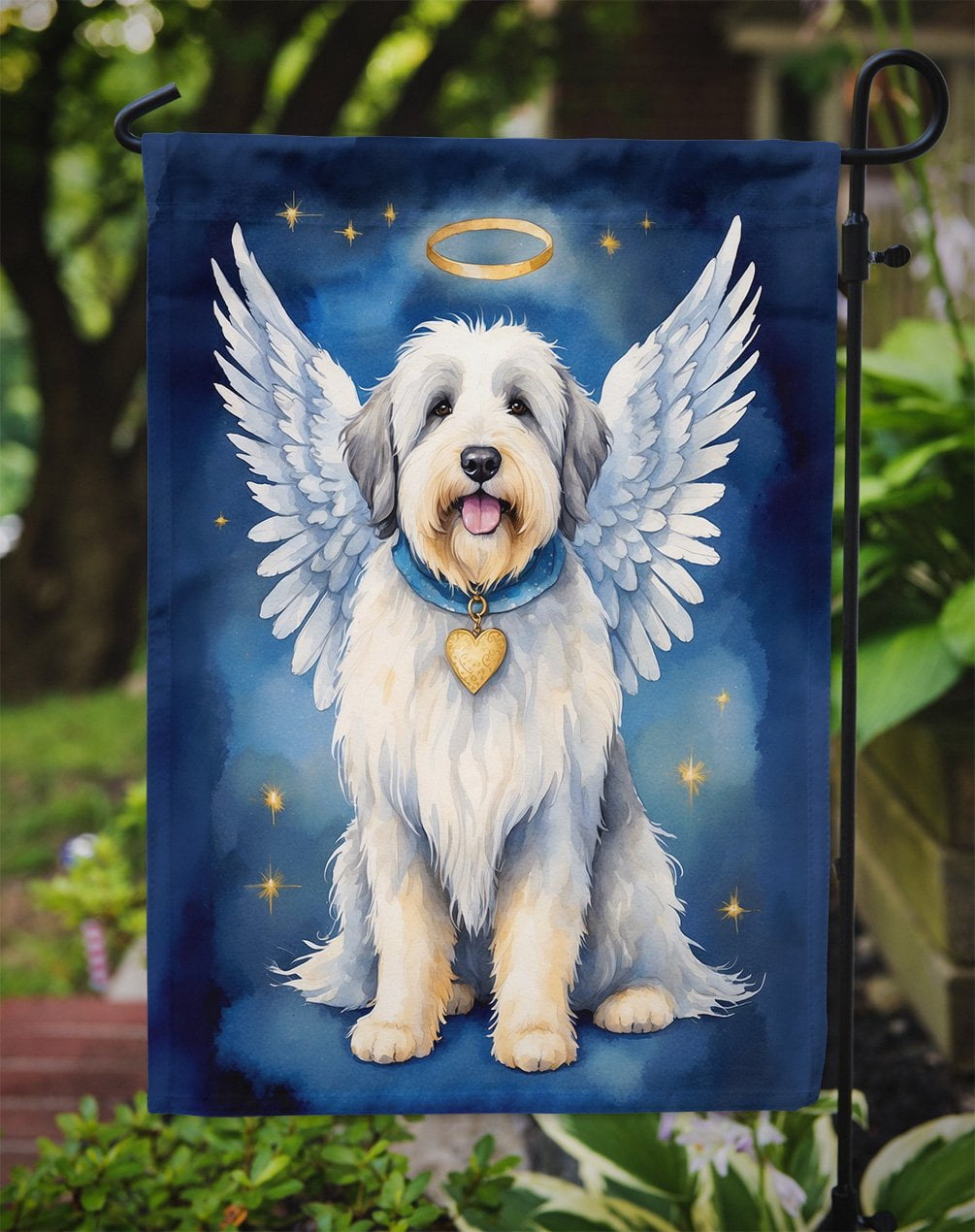 Old English Sheepdog My Angel Garden Flag 11.25 in x 15.5 in