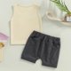 thumbnail image 1 of Conjunto De Trajes De Ropa De Verano Camisetas sin mangas estampadas para bebés, pantalones cortos, ropa para niños, trajes (color arena 3-6M) Cgtredaw para Niño Color arena T S, 1 of 8