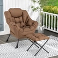thumbnail image 2 of Gymax Fauteuil de Repos Fauteuil d'Appoint de Détente avec Repose-Pieds Pliant et Pochette de Rangement Brun, 2 of 10