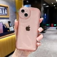thumbnail image 2 of Compatible with iPhone 15 Case 6.1",Cute Kawaii Curly Wave Edge,Clear Transparent Camera Lens Protection Soft Silicone Shockproof Protective Bumper Phone Cover for Women Men (Pink), 2 of 11