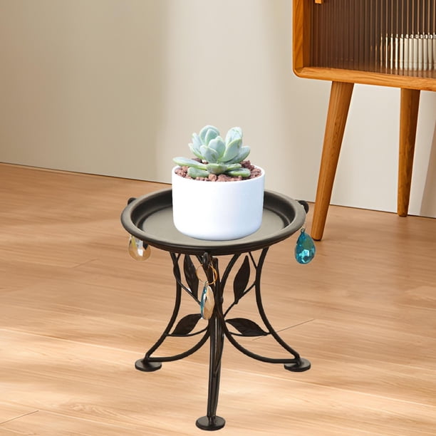 Estante de exhibición de decoración de contenedor de soporte de planta de metal para mesa balcón al aire libre Negro
