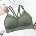 thumbnail image 2 of AINIYS Sports Yoga Bra Cross Strap & Stretchy Smocked Back Floral Lace Wide Straps Bralette Breathable Everyday Bras Secure Fit Bra for Women Green Free Size, 2 of 3